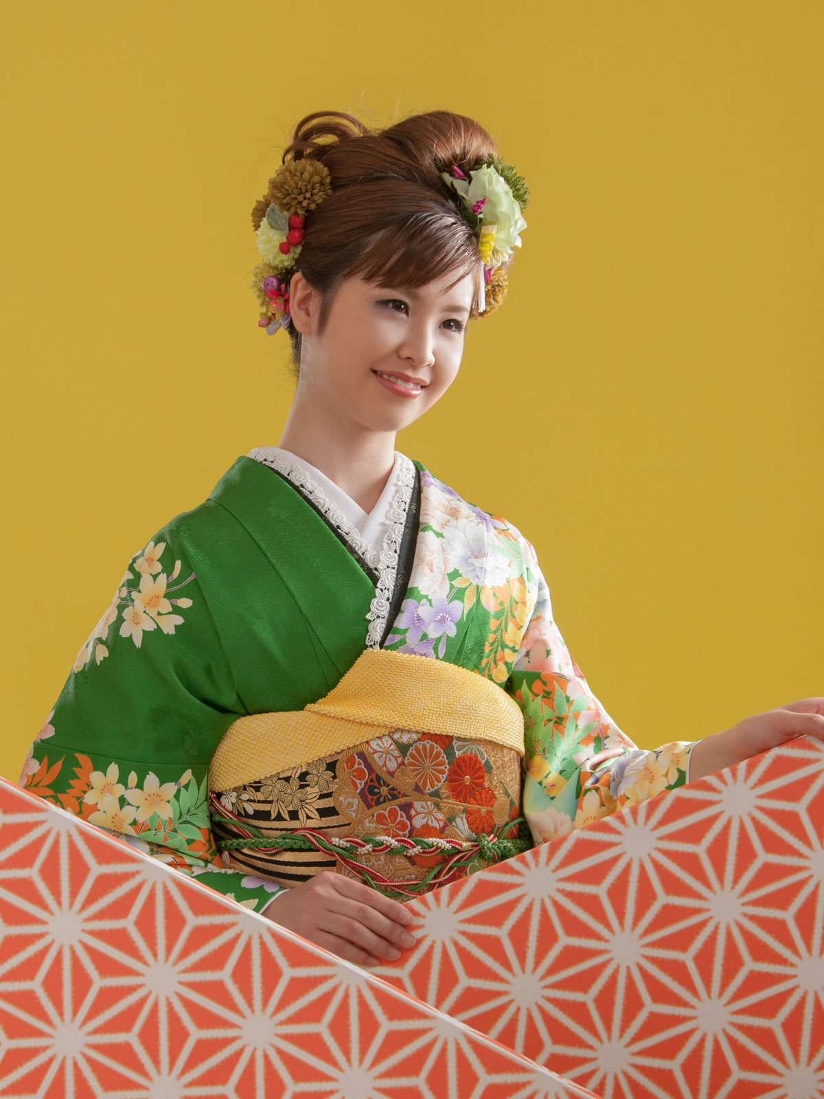 成人振袖を着た女性