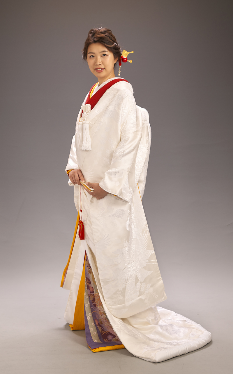 鶴と熨斗目(のしめ)柄の白無垢その1