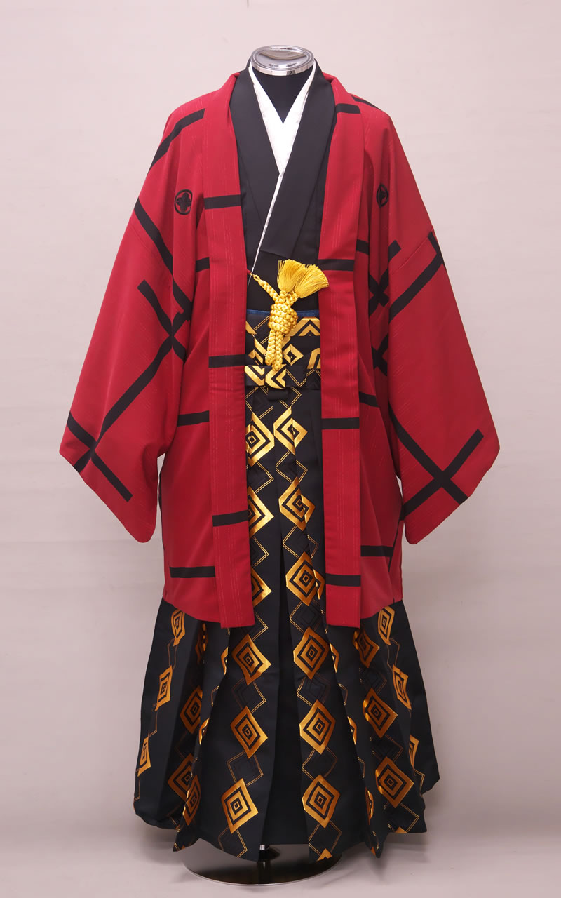 赤紅色の紋付その１
